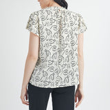 Abstract Print Ruffle Blouse