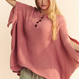 Slit Sleeve Poncho Style Sweater