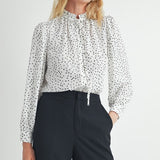 Geo Print Tie Detail Blouse