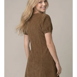Zip Up Corduroy Mini Dress