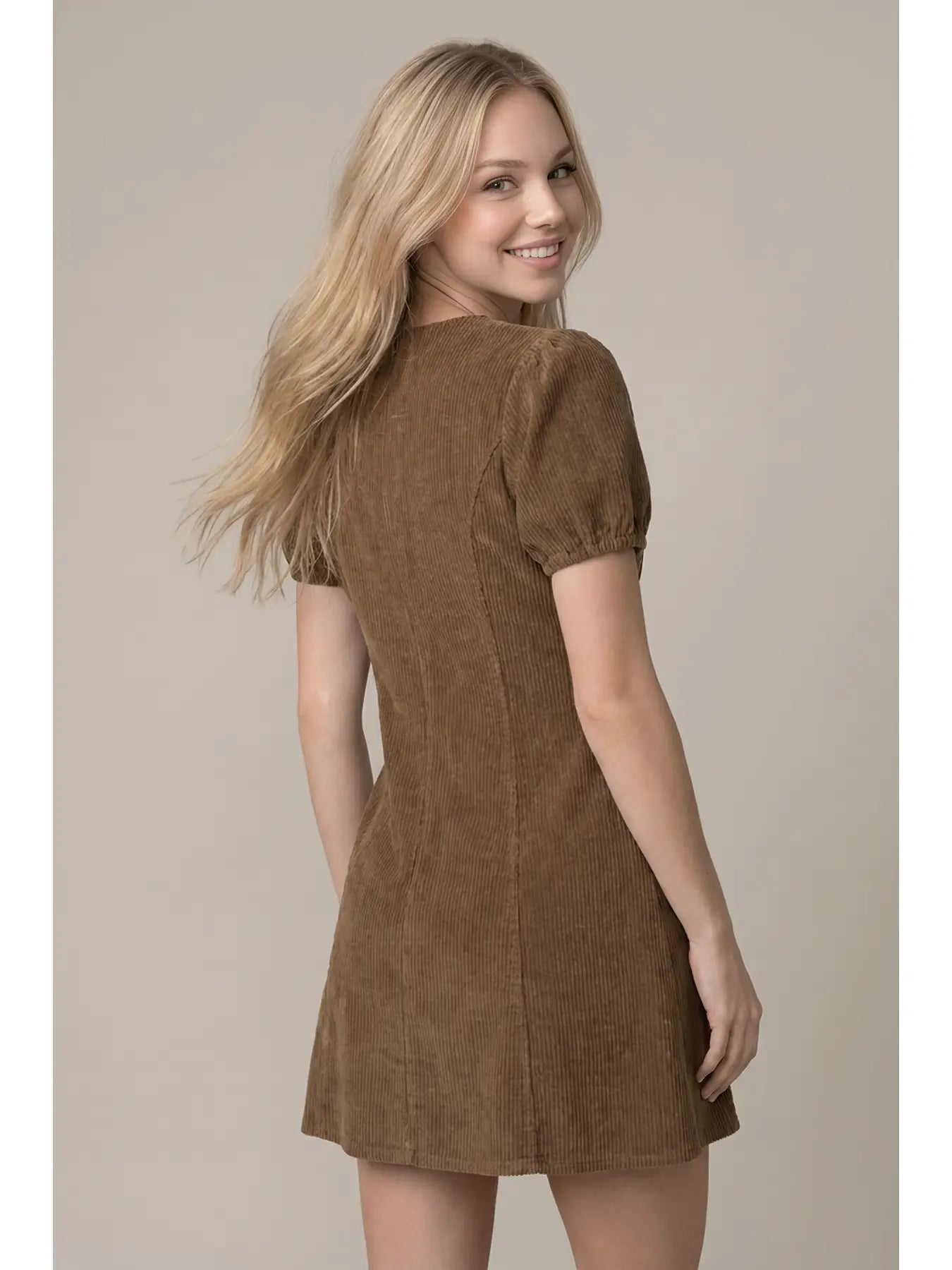 Zip Up Corduroy Mini Dress