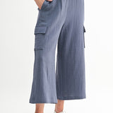 Gauze Wide Leg Cargo Pant