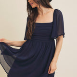 Flutter Sleeve Yoryu Chiffon Dress