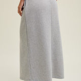 French Terry Front Slit Midi Skirt