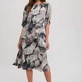 Gather Round Abstract Midi Dress