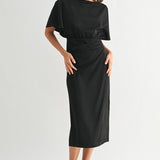 Satin Wrap Midi Dress