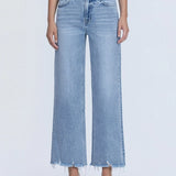 Olivia Frayed Hem Wide Leg Ankle Jean  (Vervet)