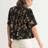 Pin Tuck Floral Blouse