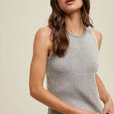 Two Tone Ribbed Sweater Tank