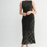 Satin And Stripe Midi Dress