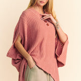 Slit Sleeve Poncho Style Sweater