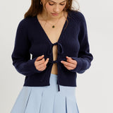 Bow Tie Cropped Sweater Cardi
