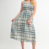 Geo Print Smocked Midi Dress