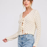 Pointelle Tie Cardigan