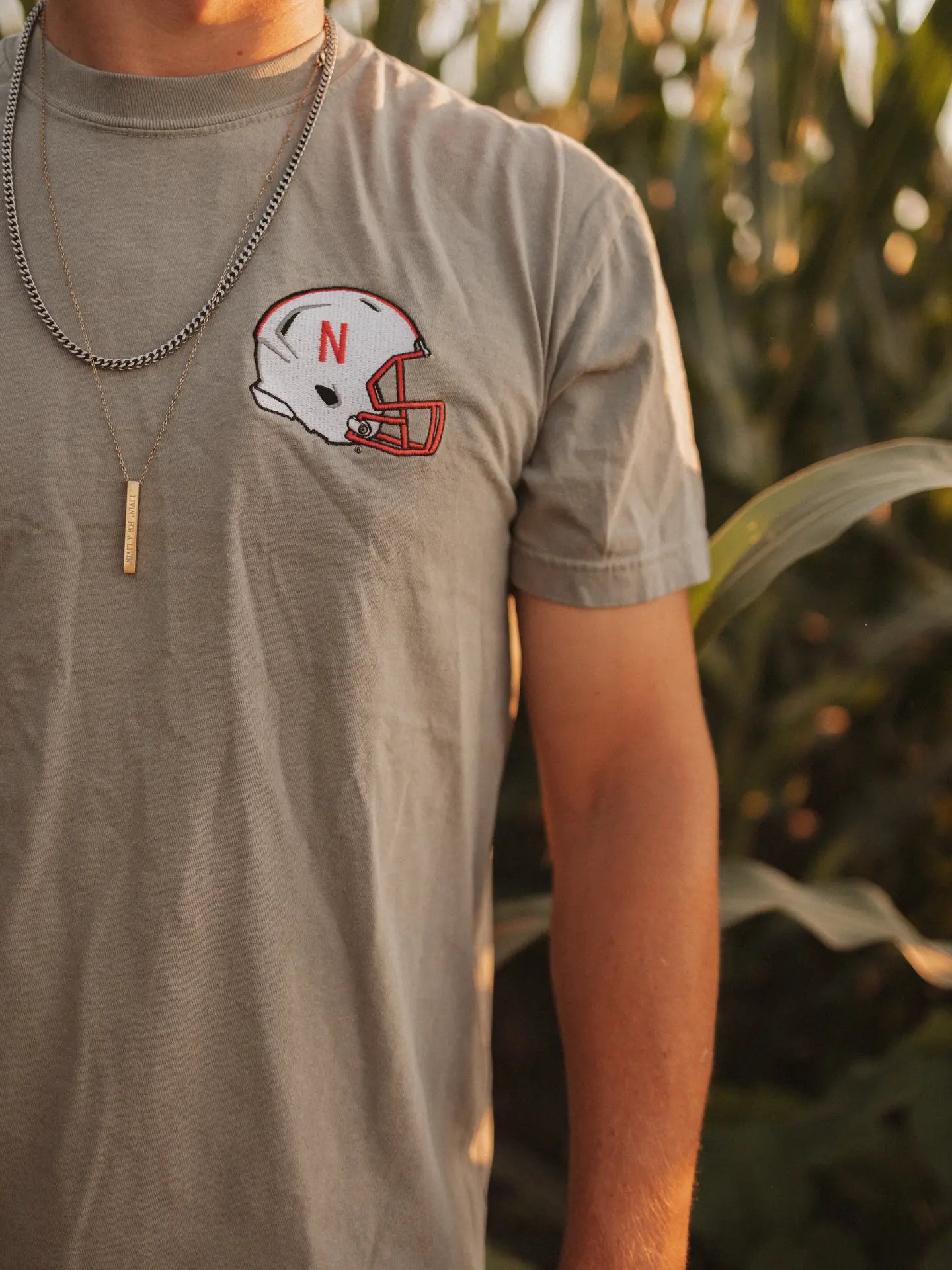 Nebraska Helmet Embroidered Tee