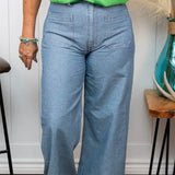 Patched Pocket Wide Leg Jean (Plus)