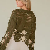 Collared Crochet Sweater Top