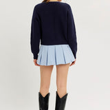 Bow Tie Cropped Sweater Cardi
