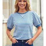 Bubble Sleeve Striped Tee