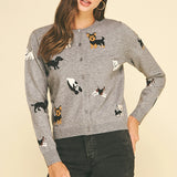 Dog Motif Knit Cardigan