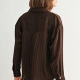 Texture Stripe Button Down Blouse