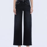 Olivia Nail Head Detail Wide Leg Jean (Vervet)