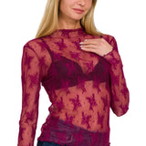 Long Sleeve Lace See-Through Layering Top