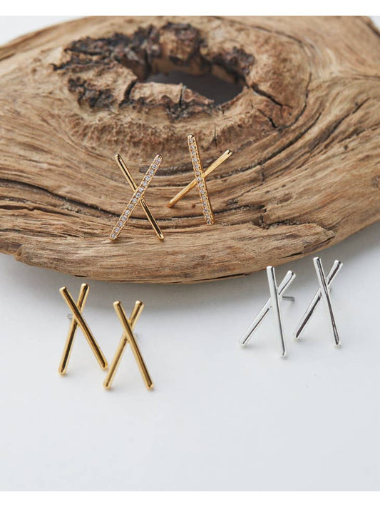 X Marks the Spot Earring Set (Gold & Silver(