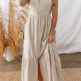 Flutter Sleeve Striped Maxi Dress