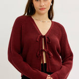 Bow Tie Cropped Sweater Cardi