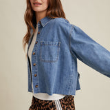 Raw Edge Denim Button Down