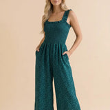 Smocked Floral Jumpsuit