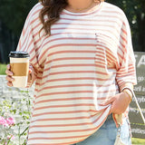 Striped Waffle Knit Tee (Plus)