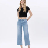 Aileeah Crop Slim Wide Leg Jean (Vervet)