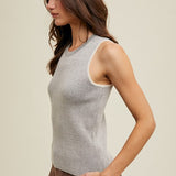 Two Tone Ribbed Sweater Tank