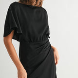 Satin Wrap Midi Dress