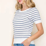 Crochet Stripe Pullover Sweater