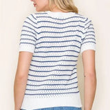 Crochet Stripe Pullover Sweater