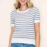 Crochet Stripe Pullover Sweater