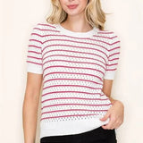 Crochet Stripe Pullover Sweater