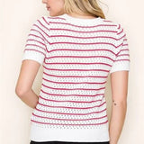 Crochet Stripe Pullover Sweater