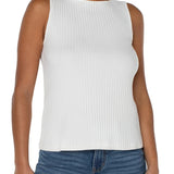 Sleeveless Boatneck Rib Knit Tank (Liverpool)