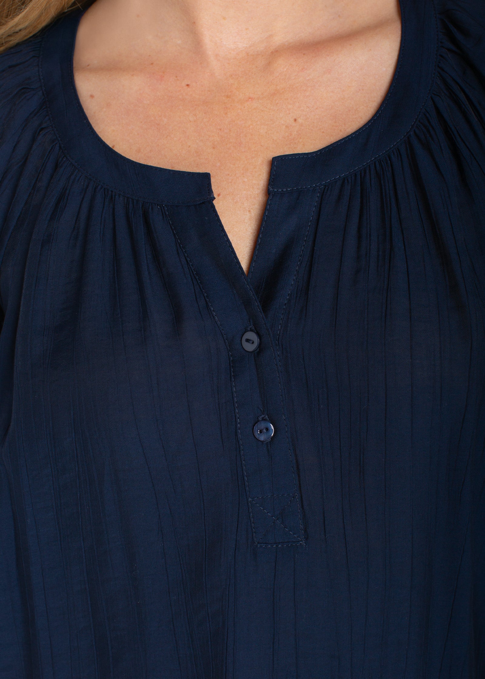Short Sleeve Half Placket Woven Blouse (Liverpool)