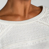 Short Sleeve Dolman Boat Neck Knit Top w/Lace (Liverpool)