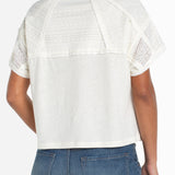 Short Sleeve Dolman Boat Neck Knit Top w/Lace (Liverpool)