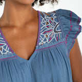 Flutter Sleeve V Neck Woven Dress (Liverpool)