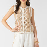 Button Back Open Work Sweater Tank (Dex)