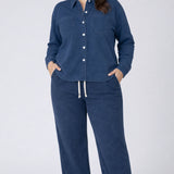 Washed Knit Button Down Shirt (Plus) (Dex)