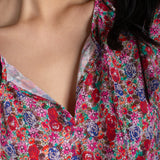 Flutter Sleeve Peplum Woven Top w/Ties (Liverpool)