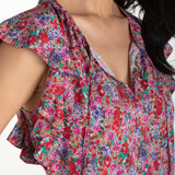 Flutter Sleeve Peplum Woven Top w/Ties (Liverpool)
